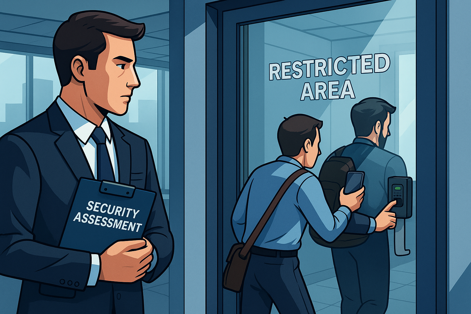 Security consultant assessing office access control